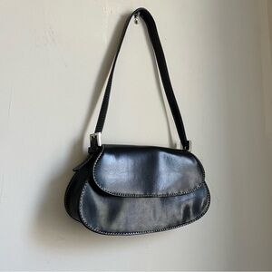 vintage y2k liz claiborne top stitched leather shoulder bag